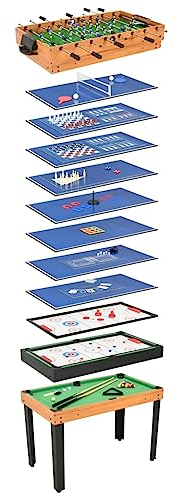 vidaXL Multigame Spieletisch 15-in-1 Tischfußball Kicker Billard Hockey Spieltisch Tischtennis Multifunktion Spiele 121x61x82cm Ahorn