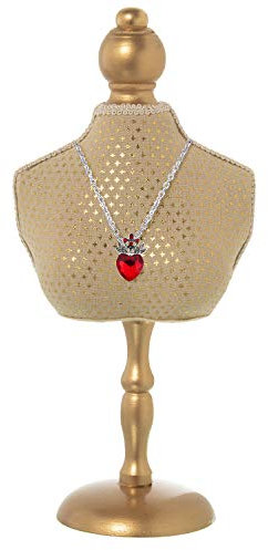 DRW Set mit 2 Figuren Schaufensterpuppe Schmuck aus Holz und Stoff in Beige und Gold, 16,5 x 10 x 36 cm