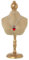 DRW Set mit 2 Figuren Schaufensterpuppe Schmuck aus Holz und Stoff in Beige und Gold, 16,5 x 10 x 36 cm