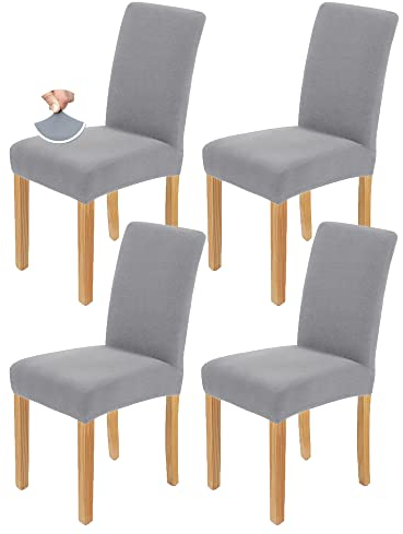 AngLink Stuhlhussen 4er Set Hellgrau - Stretch Stuhlbezug Waschbar Langlebig Universal Stuhl Hussen für Bankett Hotel Küche Restaurant Haus Hochzeit Deko