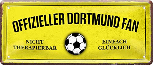 schilderkreis24 - Blechschilder Hier wohnt Offizieller Dortmund Fan Deko Metallschild Schild Artikel Geschenkidee Männer 28x12cm