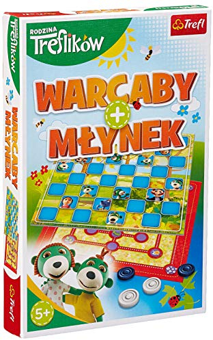 Trefl Warcaby & Mühle Family Planschspiel mit Bohden Mäppchen Familie Trefies für Kinder ab 5 Jahren