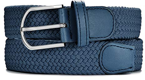 MASADA Stoffgürtel - Dehnbarer Stretch-Gürtel für Damen und Herren 3,2 cm breit elastisch 110-120 cm lang - Dunkelblau