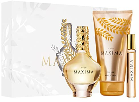 Avon Set Maxima Eau de Parfum 50ml + Taschenspray 10ml + und Bodylotion 150ml + Geschenkbox für Damen verführerischer Duft