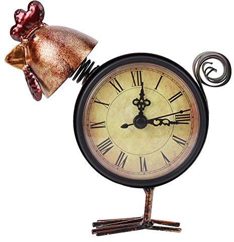Retro Uhr, Vintage Style Huhn Geformte Eisen Schreibtisch Tischuhr Home Ornament Craft Geschenke Standuhr Schreibtischuhr Handgemachte Geschenk Katze Wecker Wohnzimmer Braun 5.9x5.5x1.5in