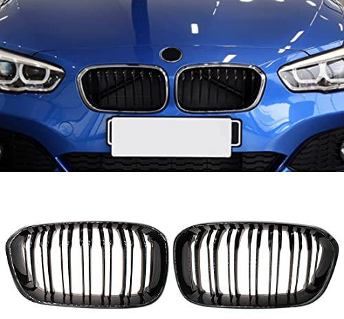 HZTWFC Paraurti Anteriore Griglie Rene Da Corsa Griglia Nero Lucido Doppia Stecca Auto Griglia di Ricambio Per BMW Serie 1 F20 F21 LCI 120i 2015-2017