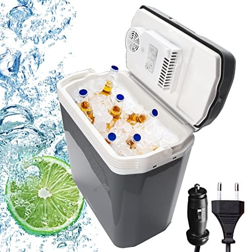 Yakimz Nevera portátil para coche, 24 L, mini nevera termoeléctrica de 12 V 230 V, calienta y enfría, nevera eléctrica con modo ECO, portátil, para coche, barco y camión, con cable, A++