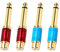 KUOQIY 4 Stücke 6.35mm (1/4 Zoll) Stecker Mono TS auf RCA Cinch Buchse Interconnect Audio Adapter, Cinch auf 1/4 Audioadapter, Rot & Blau