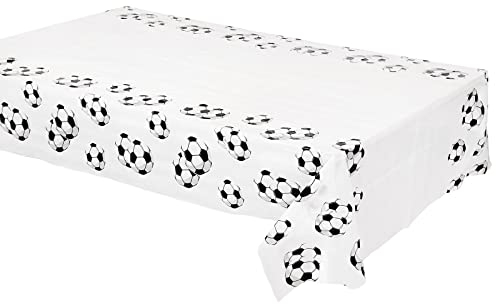 108*180cm Football Table Cloth Party Decorations Disposable, White Football Soccer Party Tablecloths,GOAL World Cup Soccer Design Football Party Decorations for Fans,Sport Game,Kids Boys party Supply