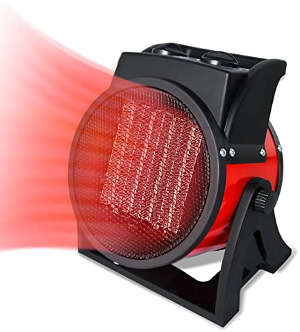 Aufun Termoventilatore Ceramica 2000W, Tecnologia PTC ceramica a Basso Consumo Energetico, 3 Impostazioni di Temperatura- Nero e Rossa