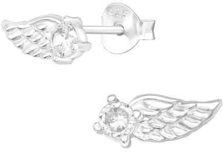 Bungsa Damen-Ohrstecker Engelsflügel mit Zirkonia aus .925 Sterling Silber
