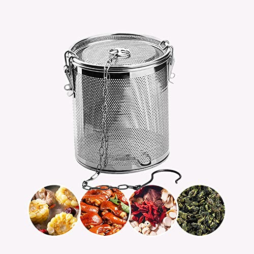 Edelstahl-Gewürzfilter, Edelstahl 304 Teefilter, Teefilter-Kugelfilter mit Tragekette und Haken, geeignet für alle Arten von Tassen Teekannen Kannen(1 Stück10*11cm)