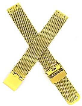 NZZXTO Replacement Stainless Steel Watch Band for Skagen Bering Unisex Watches with Screw,Fits More Sizes (14mm Gold Hole pitch 7mm