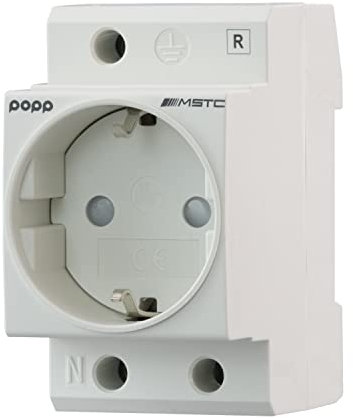 POPP® Electric Toma de corriente schuko | Enchufe Modular Schuko | Toma schuko Cofrets | 250V AC | Capacidad de conexión hasta 25mm2 | 16A | Apto para cofrets | Blanco