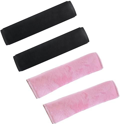 KOBOKO 4 Stück Gurtschoner, Gurtschoner Kinder Auto, Gurtpolster, Gurtschutz Kinder Auto, Gurtpolster Kinder, Autogurt Polster, Sicherheitsgurt Polster, Gurtpolster Auto(Rosa und Schwarz)