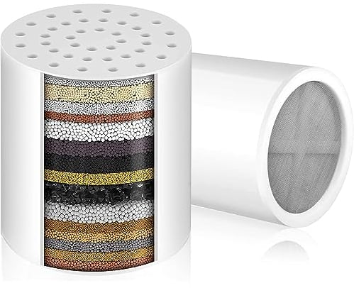 Cartucho de Filtro de Ducha VeoryFly, 2 Pack, 36 Etapas, Compatible con Filtros, 18,20,30 Etapas, Sustitución del Filtro de Ducha, con Vitamina C, Protege Piel y Cabello, Alivia Picores