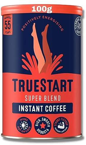 TrueStart Barista Grade Super Blend Strong Instant Coffee – 1 x 100g (55 Cups) Premium Freeze-Dried Coffee Granules, Mycotoxin-Free, Antioxidant Rich, Strong & Smooth with 100% Full Flavour