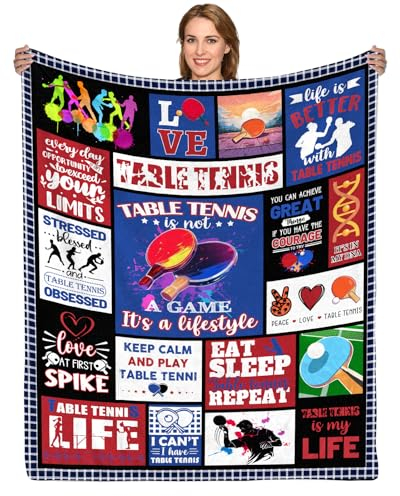 Tischtennisdecke, Tischtennis-Geschenk für Männer Jungen, Tischtennis-Trainer-Geschenk, Pingpong-Decke für Jungen Mädchen, Männer Frauen Geburtstag Weihnachten Tischtennis Geschenk Weiche Flanell