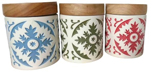 Laurel & Mason Set of 3 Ceramic Jars, 900ml Kitchen Storage Pots With Lids Airtight Seal for Kitchen Counter Tea Coffee Sugar Food