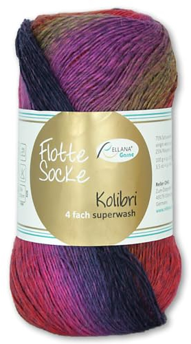 Frida's Wollhaus Rellana 100 g Flotte Socke Kolibri 4-fädig Sockenwolle 14 Farben (6213 | lila | orange | blau)