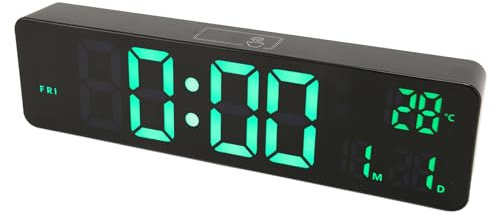 Dpofirs 10-Zoll-Digital-Wanduhr, 12/24-Stunden-Temperaturanzeige, LED-Uhr, Batteriebetrieben, Leise, Grüne LED-Uhr mit Hintergrundbeleuchtung für Schlafzimmer, Büro, für Schwere Schläfer