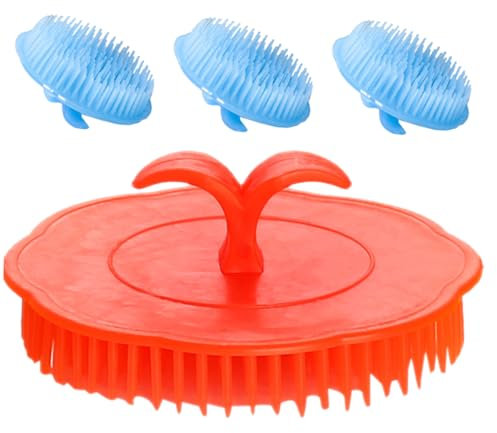 Gatuida 4 Stück Massage-Shampoo-Bürste Kopfhautpeelingbürste Kopfhautkamm durchblutung fördern stress reduzieren ein Bad nehmen Kopfgreifer Badebürste Massagegerät Fräulein Wäscher Sport