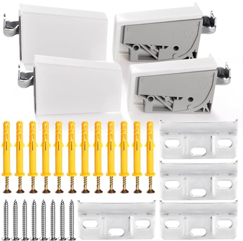 VooGenzek 4 Piezas Ganchos de Fijación para Muebles Suspendidos, Soportes para Muebles Suspendidos, Soportes de Suspensión de Gabinete, Peso del Rodamiento: 60kg, Gris