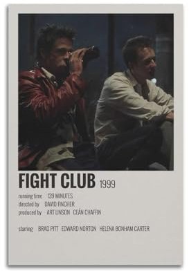 Zamm Filmposter Fight Club, Wandkunst, Leinwandgemälde, Wohnzimmer, Schlafzimmer, Heimdekoration, Büro, Wandposter, Fitnessstudio, Kunstmalerei, 30 x 45 cm