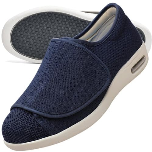 Chaussures à Enfiler pour Hommes avec la voûte Plantaire Chaussures Diabétiques pour Hommes Chaussures Extra-Larges pour Pieds Gonflés Chaussures De Marche (Color : Blue, Size : 46 EU)