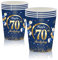 MORAINJAY 16Pcs Birthday Cups for 70,9oz/250ml Navy Blue Paper Cups for 70th Birthday Party,Party Cups for Men Women Her Him,Birthday Party Supplies Table Decor