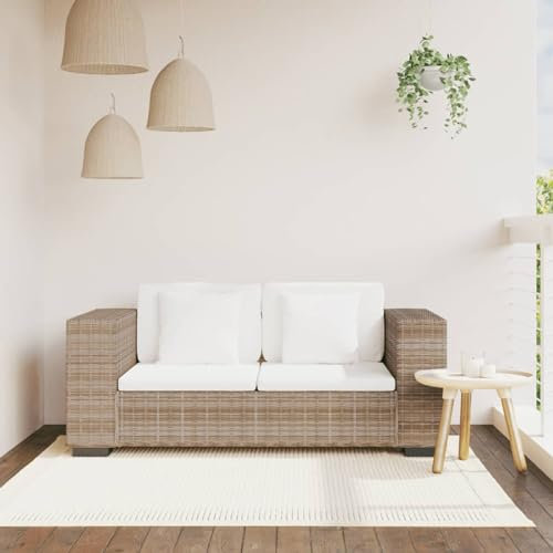 Homgoday Zweisitzer-Sofa-Set, 7-teilig, echtes Rattan, Gartenmöbel-Set, Tisch und Stühle, Garten, Balkon, Hinterhof und Veranda