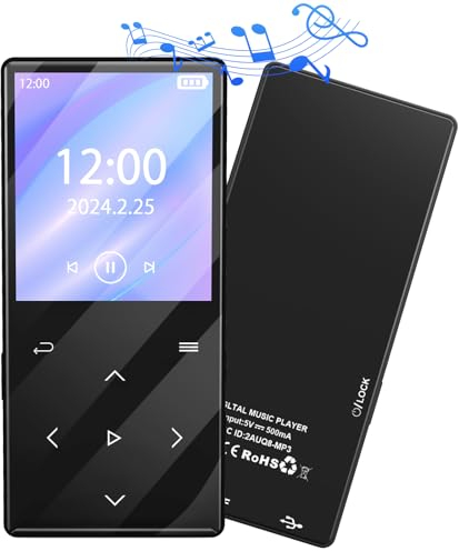 Gueray 64GB Lettore MP3 con Bluetooth 5.0 Lettore Musicale Digitale Portatile con Suono HiFi Altoparlante Integrato Supporto Radio FM Registratore Vocale Carta TF