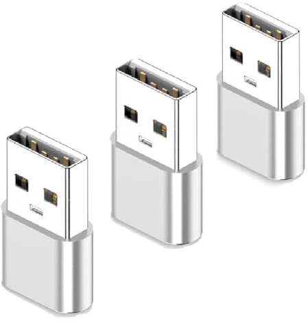 SALPIE Adattatore USB-C femmina a USB maschio (3 pezzi), convertitore da C a USB compatibile con Apple Watch,iPhone 15 14 13,iPad 11 Air5 Mini 6,Airpods,Samsung Galaxy S23 S24 A54 A5 (ARGENTO)