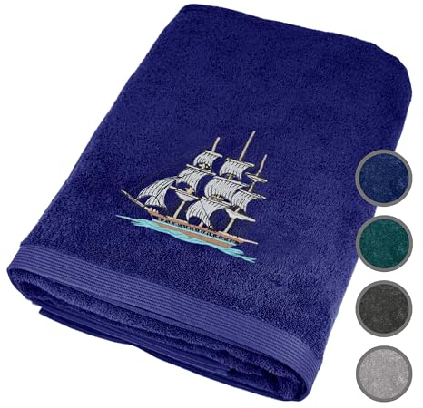 Lashuma XXL Duschtuch 100x200 cm Blau - Marine, Lillby Badetuch groß für Strand, Sauna und Urlaub