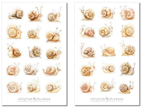 Schnecken Sticker Set - Journal Sticker, Planer Sticker, Insekten, Natur, Wald, Garten, niedlich