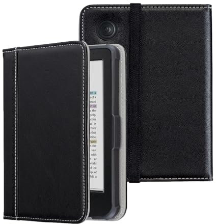 Derwere Étui pour Kobo Clara 2e/Clara BW/Clara Colour Coque,Housse pour Tolino Shine Color/Shine 4/Shine 5 avec Dragonne,Noir