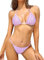 SHEKINI Costume da Bagno Due Pezzi Donna con Lacci Imbottito Halter Bikini Set Triangolo Vita Bassa Brasiliano Perizoma Bikini da Spiaggia（XS,Motivo Floreale Rosa）