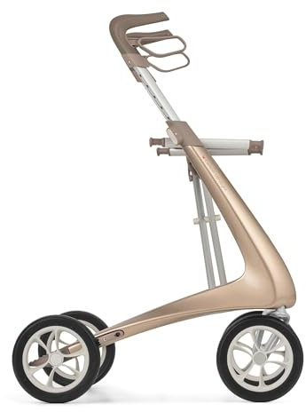 byACRE Carbon Ultralight Rollator | World's Lightest Carbon Rollator - Only 4.8 kg | for Indoor and Outdoor Use | Foldable and Easy to Put in The Boot and Travel (Champagne Gold, Compact Track)