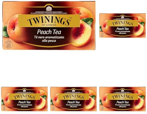 Twinings, Tè Nero Aromatizzato alla Pesca dal Sapore Fresco e Delicato, Infusi e Tisane, Confezione da 125 Filtri
