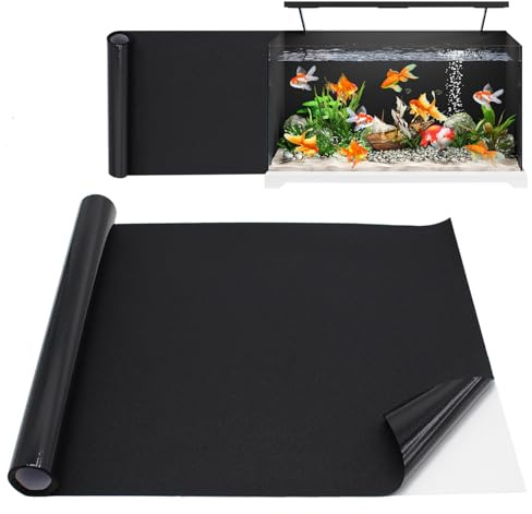 SEMGABO Aquarium Rückwandfolie Schwarz Statisch Haftender, 30x200cm Aquarium Hintergrund Generisch, Aquarium Hintergrundfolie, Aquarium-Aufkleber-Hintergrund für Aquarien