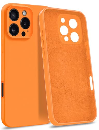 MyGadget Custodia in Silicone compatibile con iPhone 16 Pro Max [Quadrupla Protezione] - Case Rigido con Fodera in Microfibra - Cover Arancio