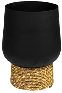 Romimex Jardinière Noire en métal Osier 25 x 22 x 25 cm