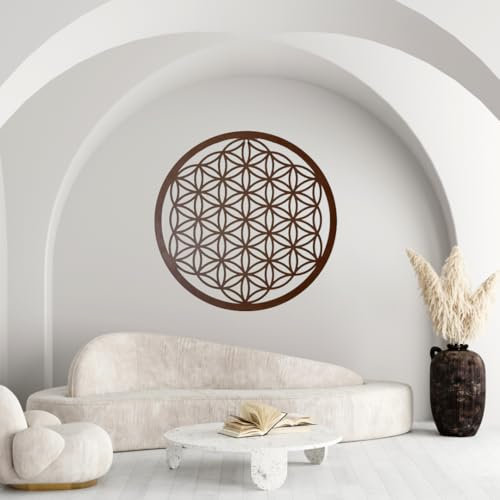 Blume des Lebens Metall - Wandbild - 48cm oder 88cm - Wanddeko - mit optionalen Erdstecker für den Außenbereich