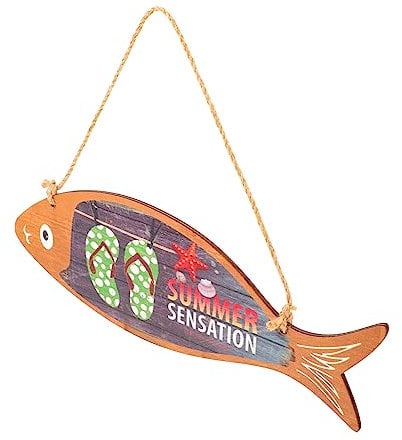 Alipis Strandladen- Zimmer-wanddekoration Einzigartiger Fischanhänger Aus Holz