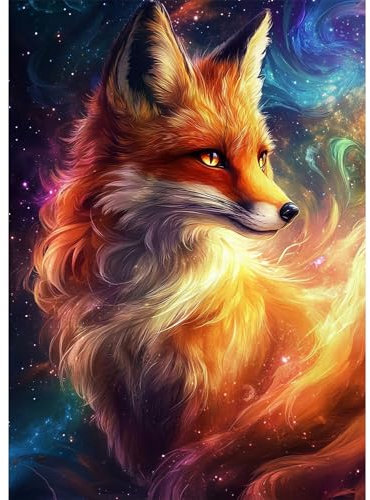 Bowetile DIY Diamond Painting Niedlicher Fuchs, Tier-Diamond-Art-Malerei-Sets für Erwachsene, Komplette Strassbilder Fuchs-Bilder mit Strasssteinen für Anfänger, Wanddekoration für Zuhause 30x40 cm