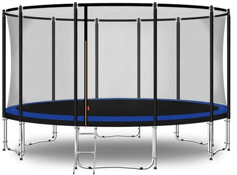 Baunsal® Trampolin Outdoor Ø 427 cm (FGOS) blau-schwarz als Komplettset Gartenspielzeug Kindertrampolin Gartentrampolin rund Garten Spielzeug für Kinder