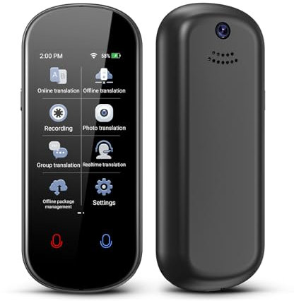 VDKOERT Übersetzer Sprachübersetzer Gerät Übersetzungsgerät mit Sprachausgabe,Fotoübersetzung/WIFI/Hotspot/Offline,Sofortübersetzer für Reisen,Business Sprachenlernen,Black