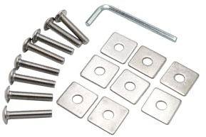 Komplett-Set M8 * 40 mm Zaunschraube + Klemmplatte + 5,5 mm Sechskantschlüssel Befestigung Doppelstabmattenzaun Edelstahl (8)