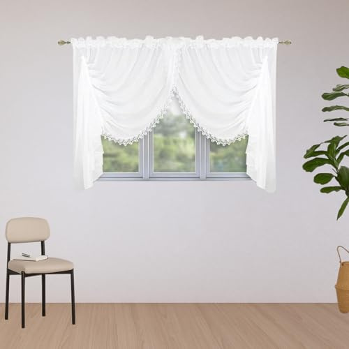 DRAPELLA Gardinen Wohnzimmer Valencia 300x180cm Lang - Vorhänge Wohnzimmer Halbtransparent in Weiß Farben - Schön Gardine Vorhang für Schlafzimmer