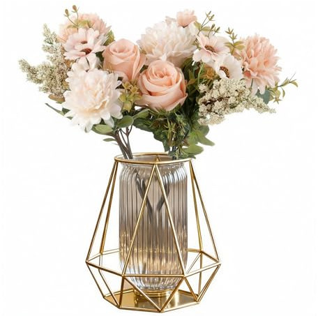 2 Bündel Künstlicher Blumenstrauß, 33cm Rosen Pfingstrosen Künstliche Blumensträuße, Fake Blumenstrauß, Brautstrauß Kunstblumenstrauß, Seidenblumen Wie Echt für Hochzeit küche Heim Dekoblumen